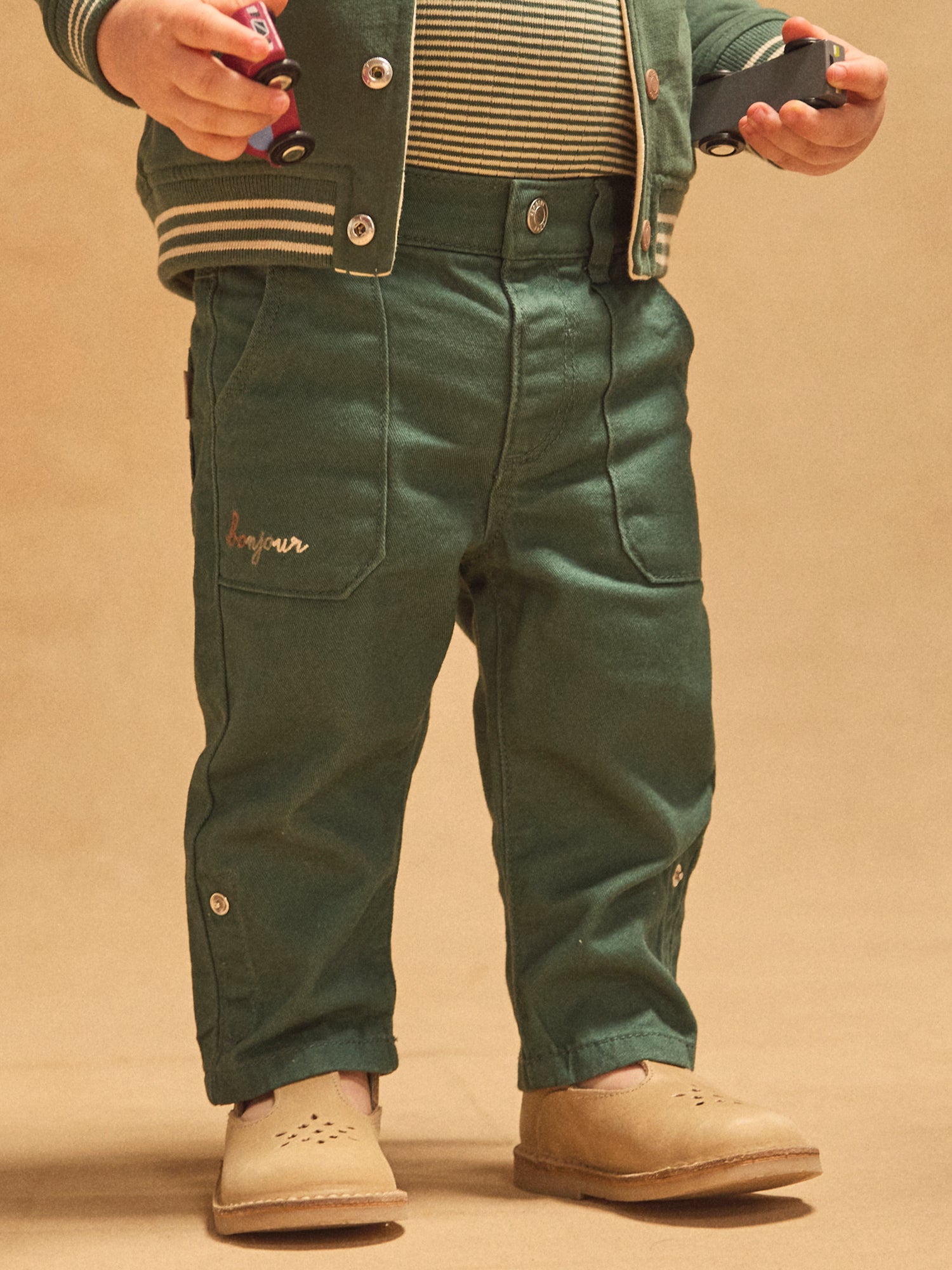 Pantalon vert foncé retroussable Bébé Garçon